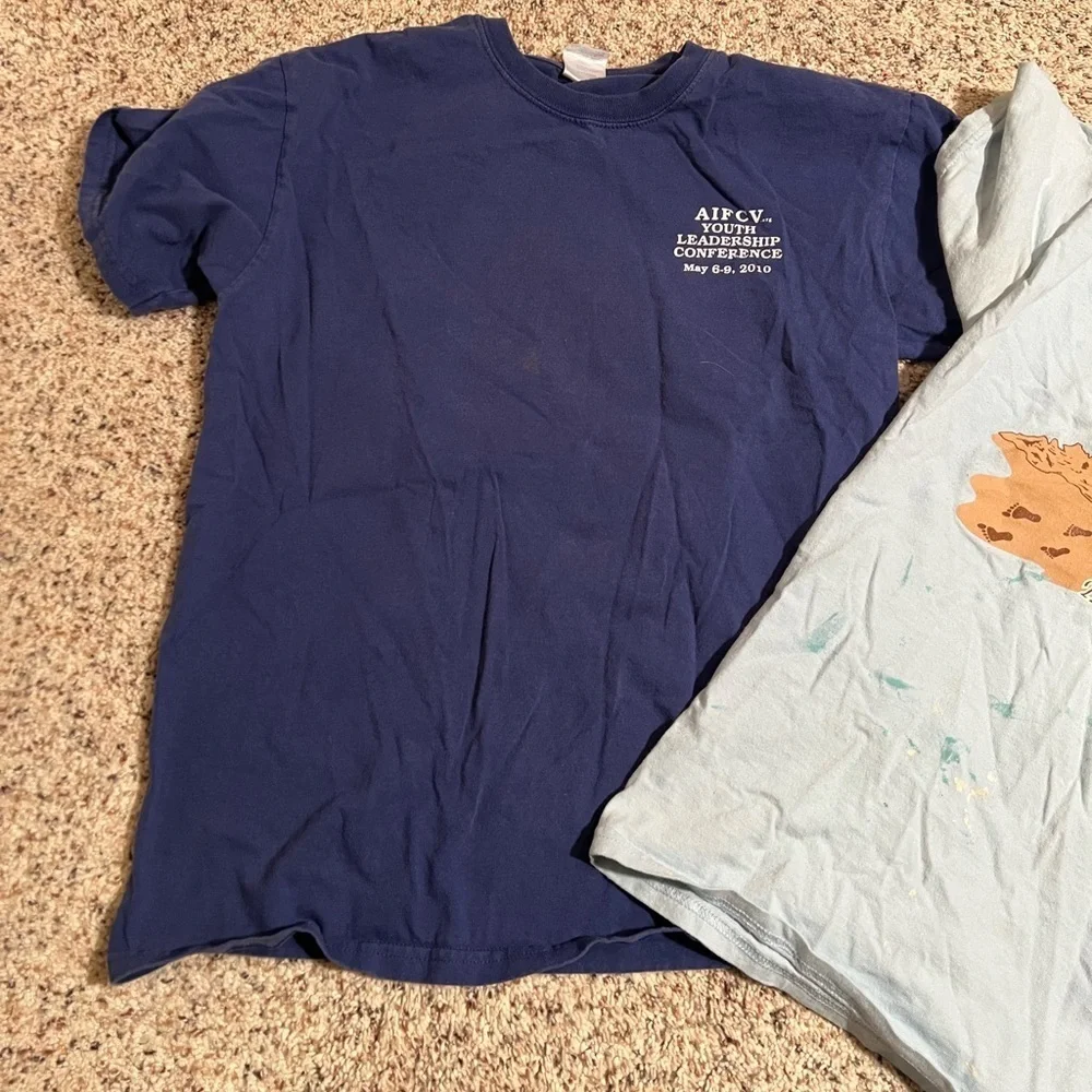 Set of 2 T-Shirts Blue St. Nicholas Fold Group 2008 AIFCV Youth Leadership Conf